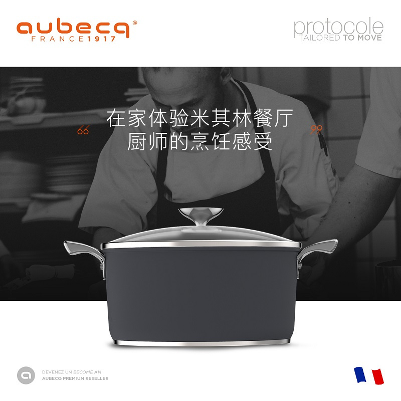 AUBECQ 欧贝克 汤锅 炖煮不粘电磁炉可用 进口三层合金 深口平底炖汤蒸煮锅 容量4L 德国红点设计大奖 24cm