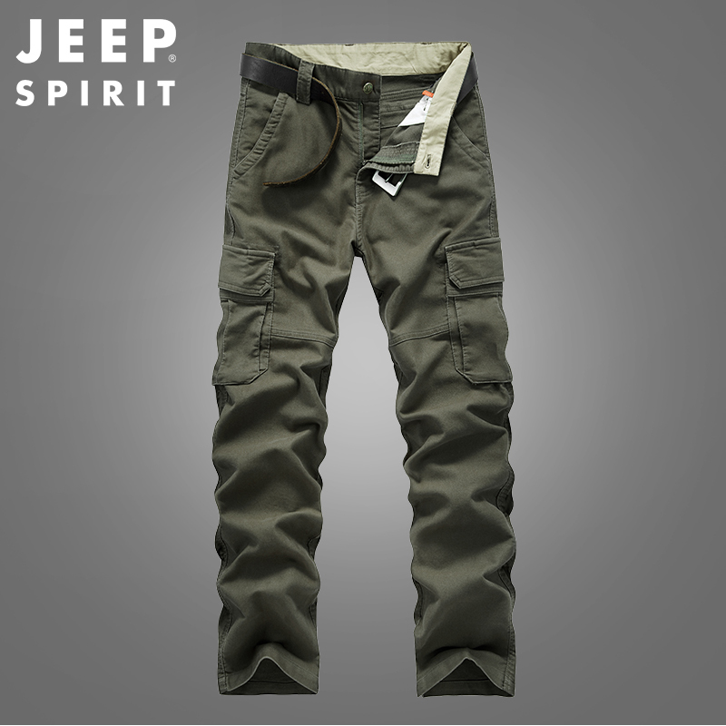 JEEP SPIRIT休闲裤男2021秋季新款宽松直筒休闲裤纯色大码男裤