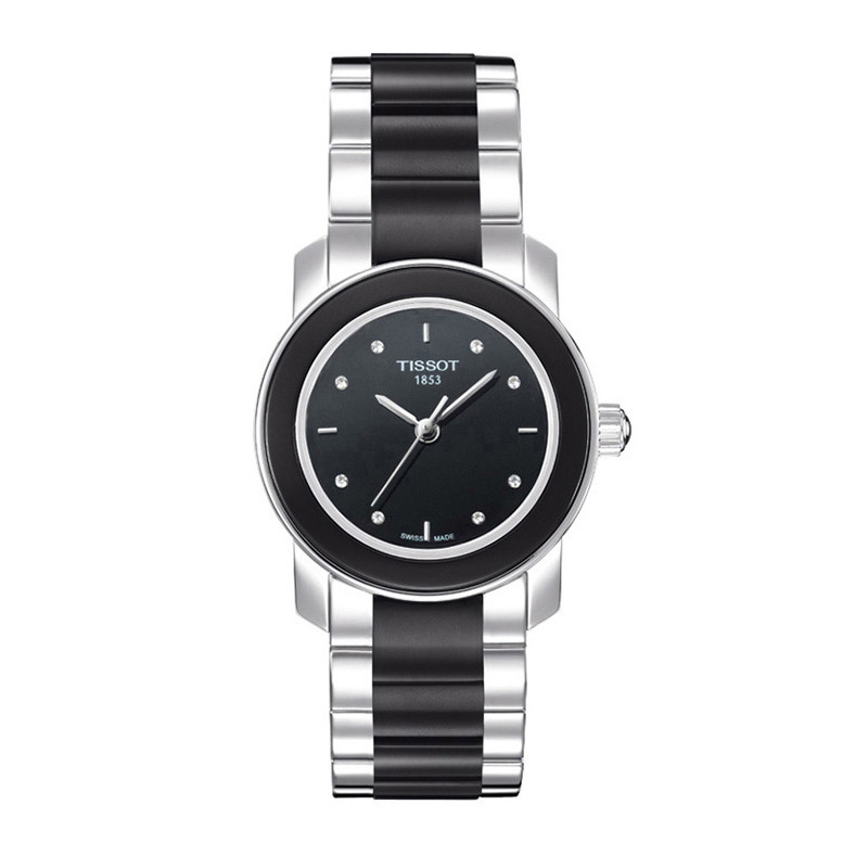 天梭 TISSOT 女士手表T-LADY系列 时尚 陶瓷表带 女表 石英表 女 T064.210.22.011.00