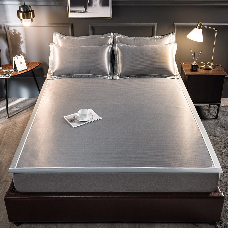 2022新款1200D加密纯色碳光席冰丝软席冰丝凉席三件套