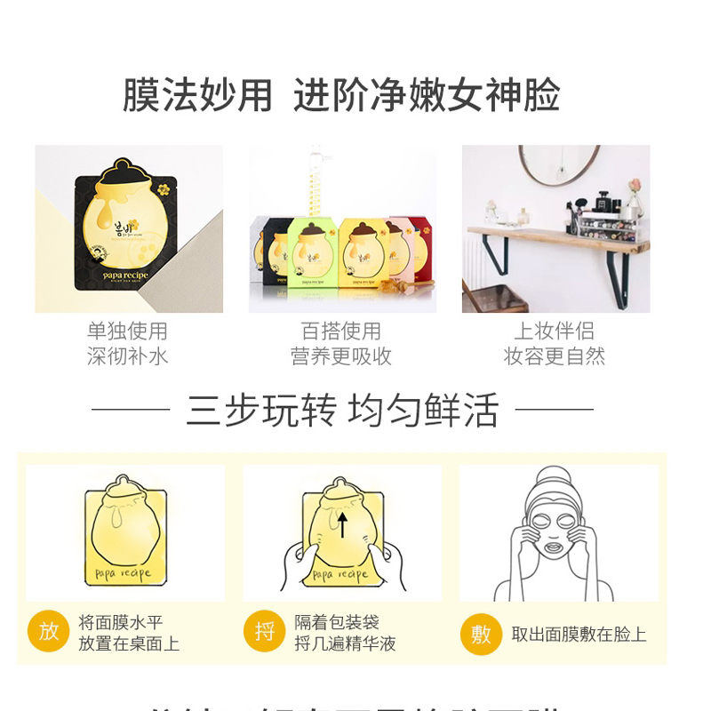 春雨黑卢卡蜂胶深层多功效面膜 10片X4盒
