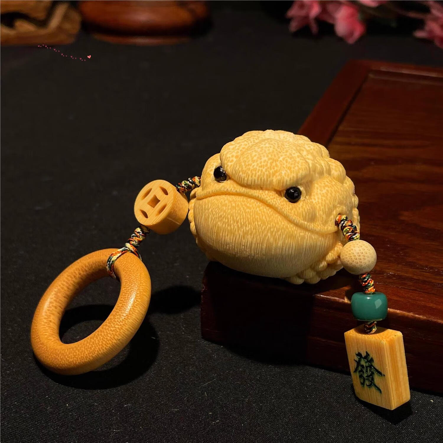 竹雕手把件金蟾龙血竹实心竹雕龙血金丝竹金手把文玩金蟾摆件把玩高清大图