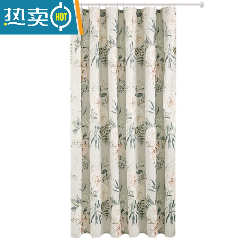 敬平磁吸浴帘套装免打孔卫生间隔断挂帘子防水复古浴帘浴室防水布高清大图