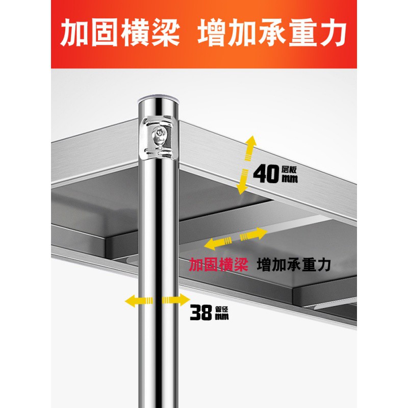 304厨房置物架家用不锈钢货架不绣钢收纳微波炉菜架子落地式多层收纳层架 三维工匠高清大图