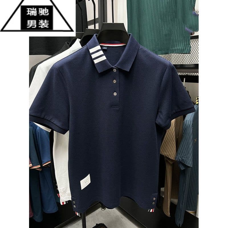 希杰狮王高端polo衫男短袖夏季开叉衣服有领t恤男装翻领丅血潮流图片