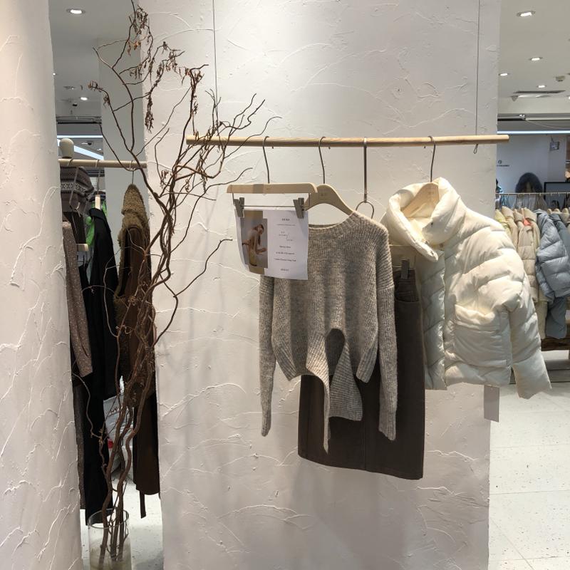 服装店展示架上墙壁挂式侧挂吊顶吊架实木钢丝悬挂简约女装挂衣架晾晒架 三维工匠 一级榉木1.2M长钢丝配2M 官方标配