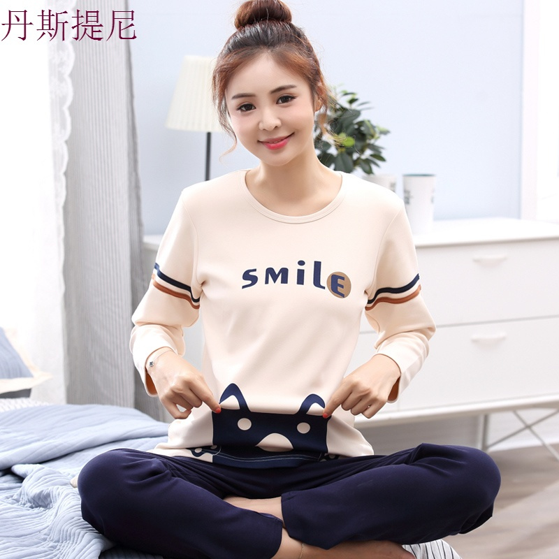 睡衣女秋冬款长袖纯棉春秋季韩版甜美可爱女士全棉上下家居服套装