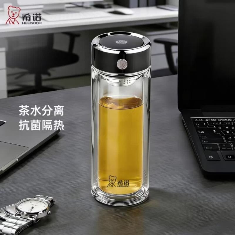 希诺 双层加厚抗菌玻璃杯