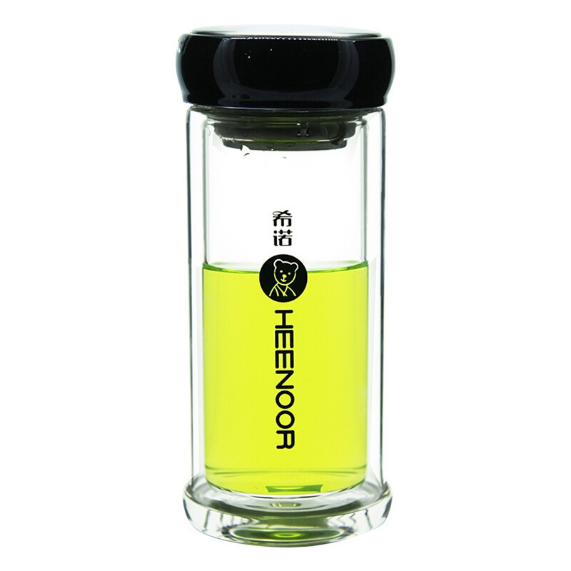 希诺玻璃杯双层透明带盖耐热水杯xn6705200ml