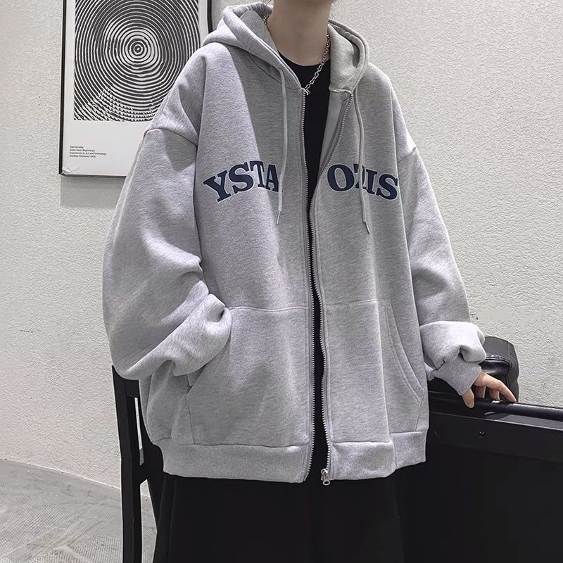 美式连帽开衫卫衣外套男韩版潮宽松复古百搭秋冬季休闲运动套装