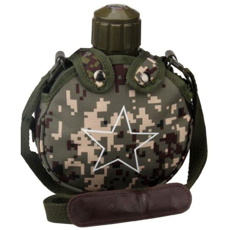 德式行军水壶304不锈钢双层保温保冷户外旅行军迷扁水壶军人订制单