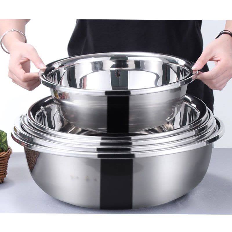 螺威(LORVEEL) 加厚多用不锈钢圆形大盆 特厚直径36cm图片