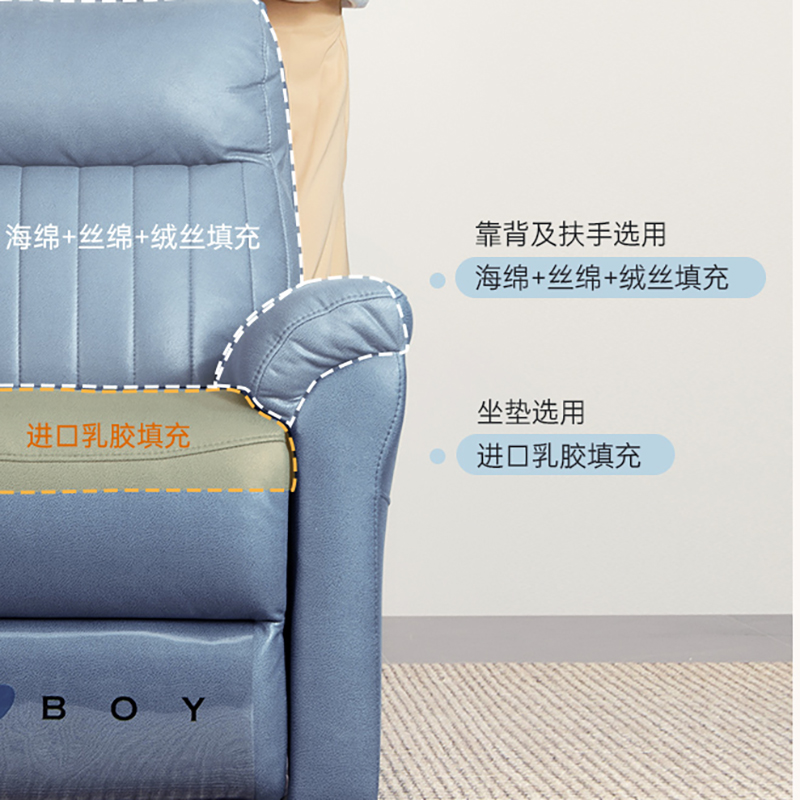 LAZBOY乐至宝多功能单人电动沙发椅科技布小户型客厅美式GN.A607高清大图
