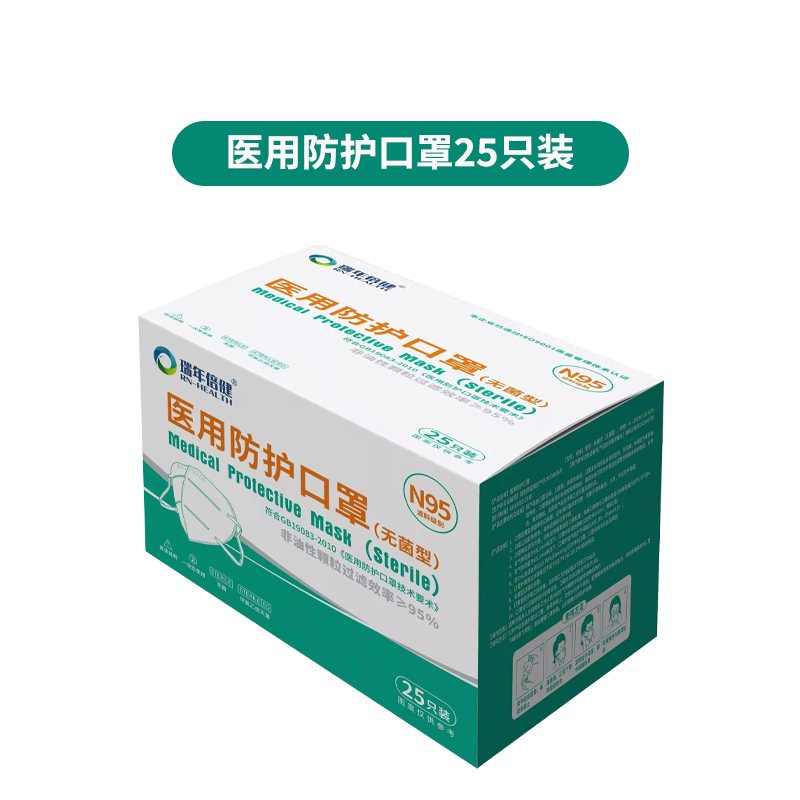[上海专供]瑞年倍健N95口罩1箱共1000支(25支/1盒)