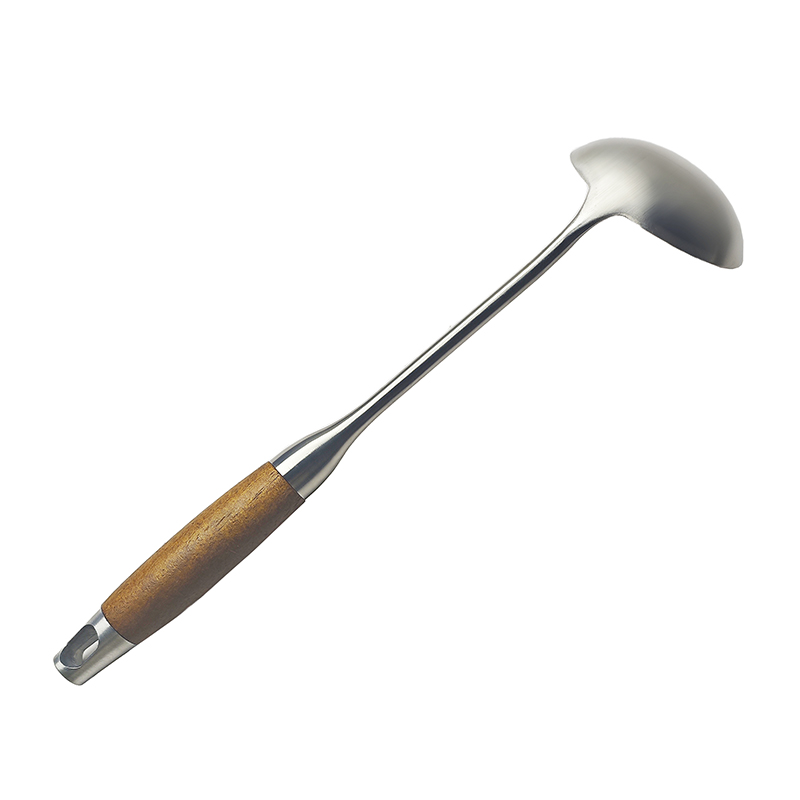 兰雅昀 304不锈钢木柄汤勺 37x10cm 把高清大图