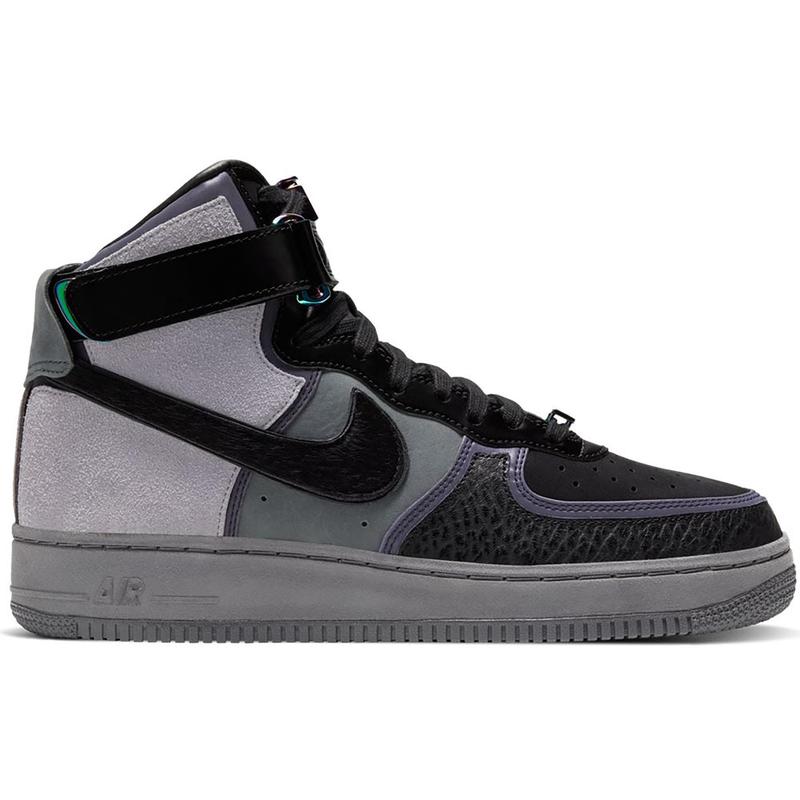 耐克nike air force 1 high 空军一号男士板鞋休闲鞋高帮 印花黑灰