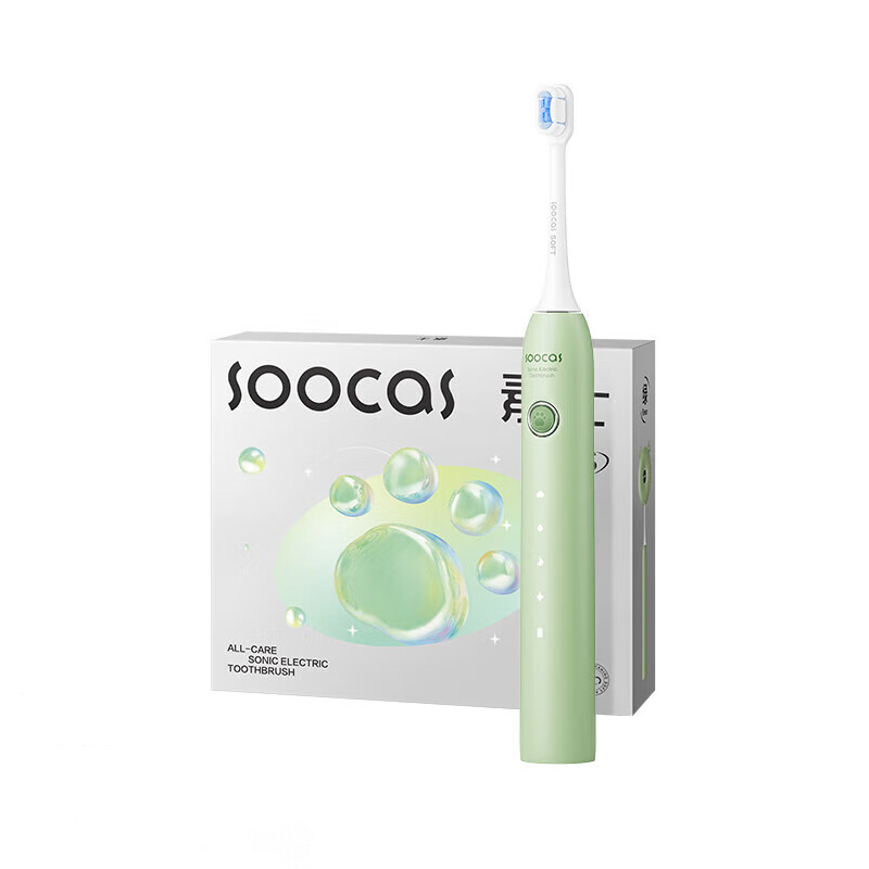 素士(SOOCAS) 声波电动牙刷 亮白去渍杀菌 猫爪灭菌刷 情侣款 绿色 D3S / 盒