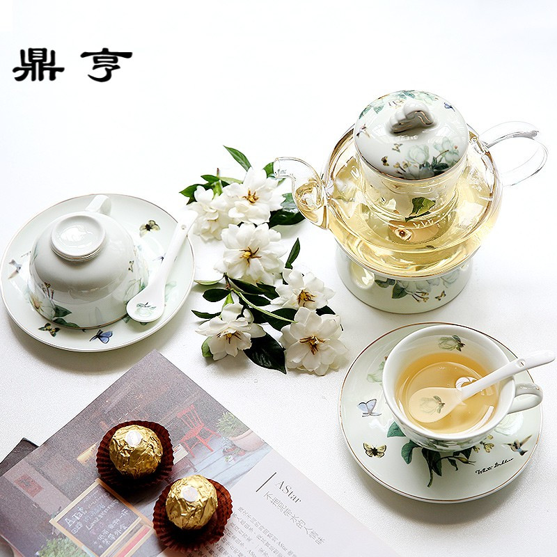 鼎亨那些时光 花茶壶套装花茶具陶瓷水果茶壶花茶茶具 耐热玻璃泡