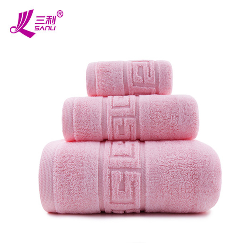 三利 精梳纯棉 A类 婴儿可用 吉祥缎档 割绒方毛浴巾三件套 礼盒装高清大图