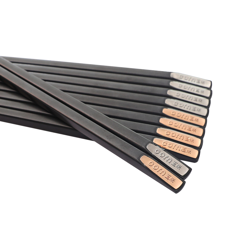 玉米(corn)合金筷子 金色5双装 耐高温不发霉 家用防滑创意个性黑色筷子 家庭餐具套装 成人筷高清大图
