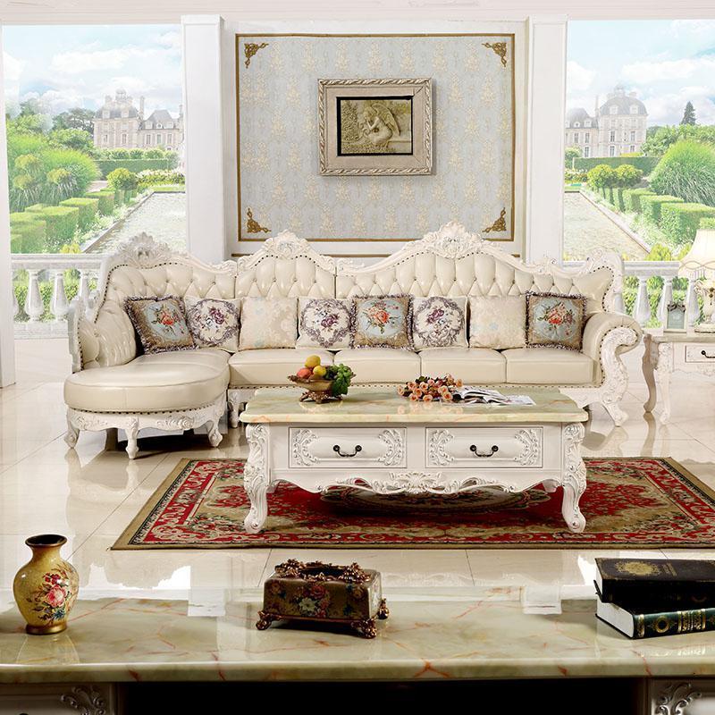 森美人欧式简约沙发大小户型客厅别墅组合皮艺实木转角简欧家具