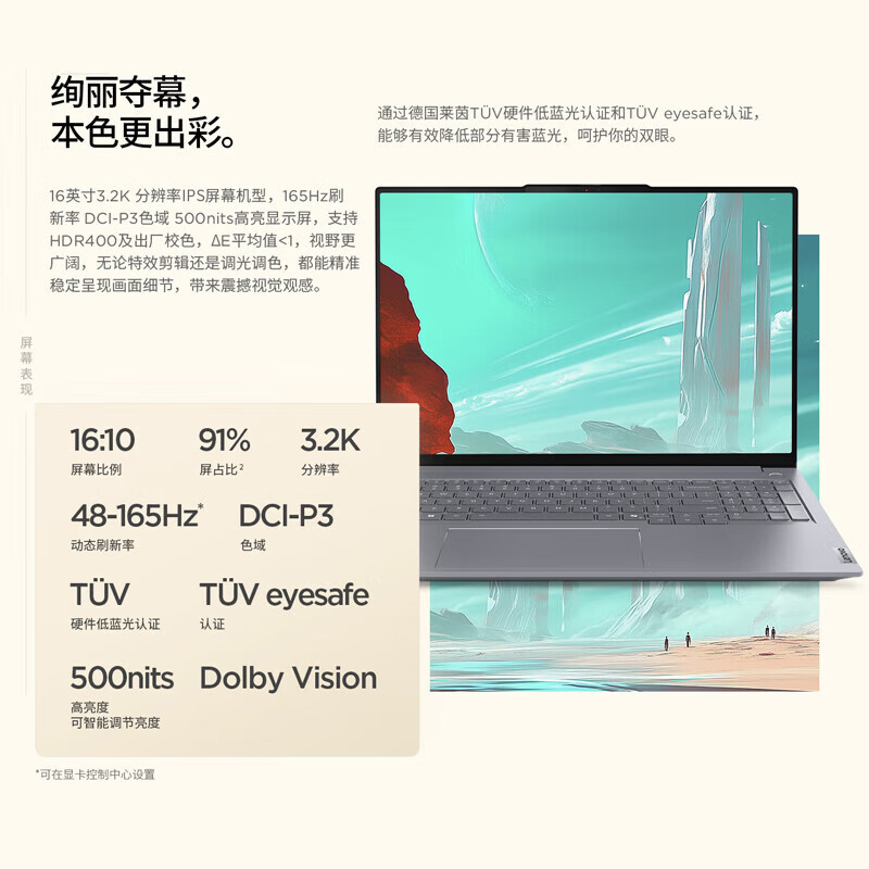 ThinkPad ThinkBook 16+ 01CD 16英寸标压便携轻薄笔记本电脑 (锐龙R7-H255 24G内存 512G固态 2.5K)高清大图