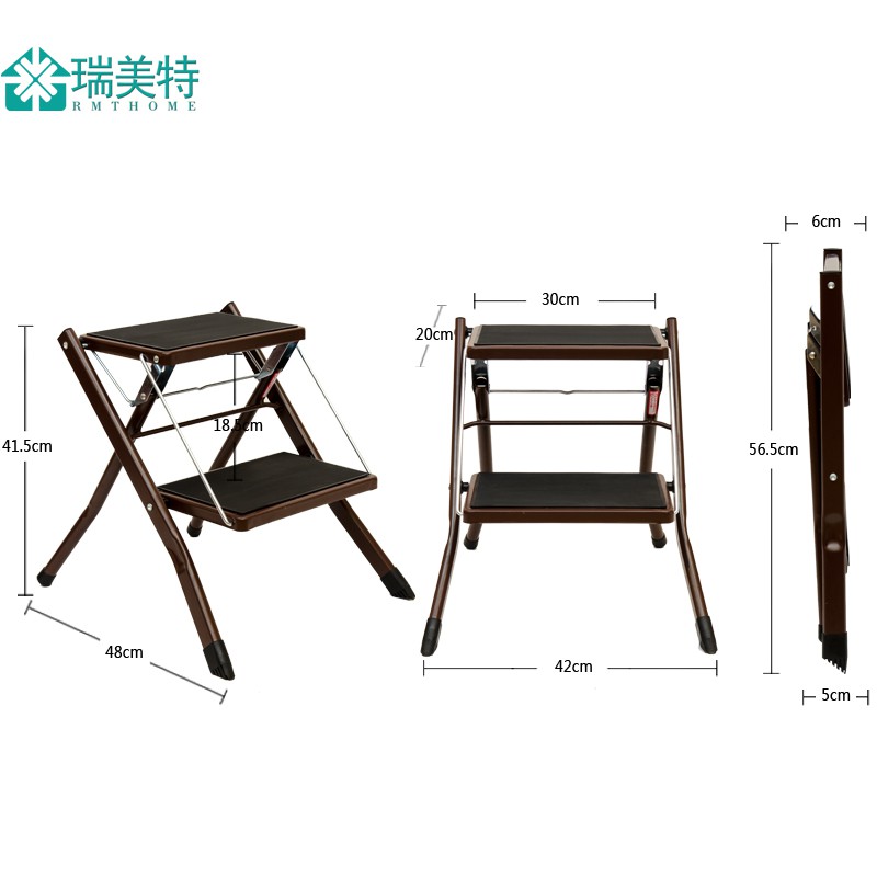 家用梯子加厚二步梯折叠梯踏板梯阁楼梯凳椅子登高梯爬梯 三维工匠 两层梯白色高清大图