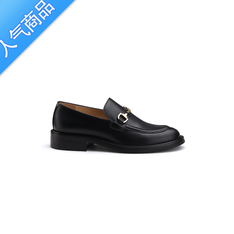 SUNTEK英伦风厚底小皮鞋女2023年秋季新款马衔扣复古乐福鞋圆头粗跟单鞋高清大图