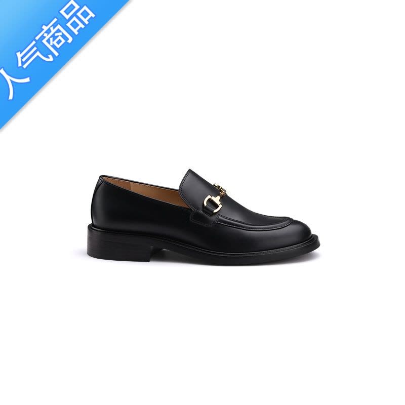 SUNTEK英伦风厚底小皮鞋女2023年秋季新款马衔扣复古乐福鞋圆头粗跟单鞋图片