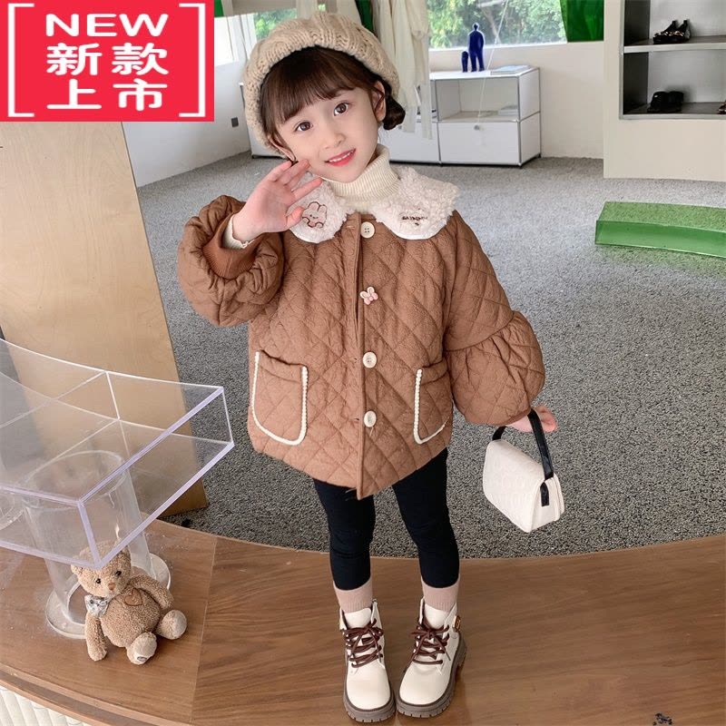 可莉允女童加绒棉服外套秋冬季2022新款儿童棉袄女宝宝洋气冬装加厚棉衣图片