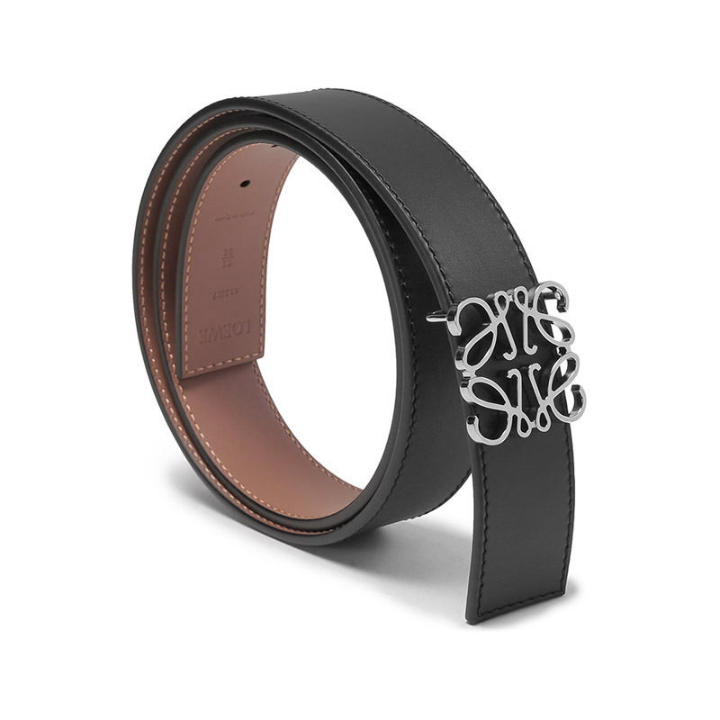 罗意威loewe男士牛皮革不可裁剪anagram搭扣板扣式双面皮带腰带e619z2