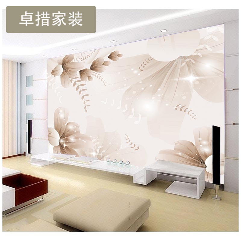 定制8d冰雕影视墙壁画现代简约3d立体百合客厅电视背景墙壁纸壁画壹德壹