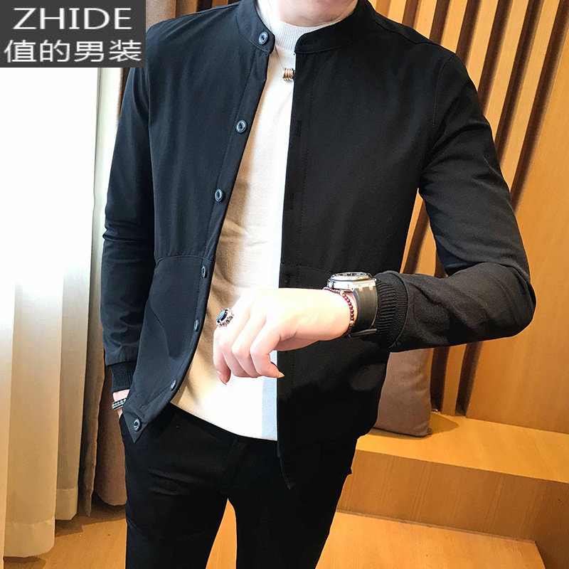 SUNTEK春秋季新款外套2020社会小伙衣服潮流百搭男装韩版修身精夹克男夹克高清大图