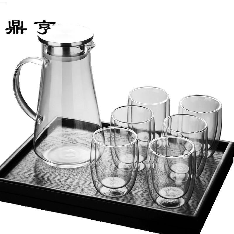 鼎亨家用冷水壶玻璃耐热防爆大容量水瓶套装凉水杯过滤泡茶壶花茶