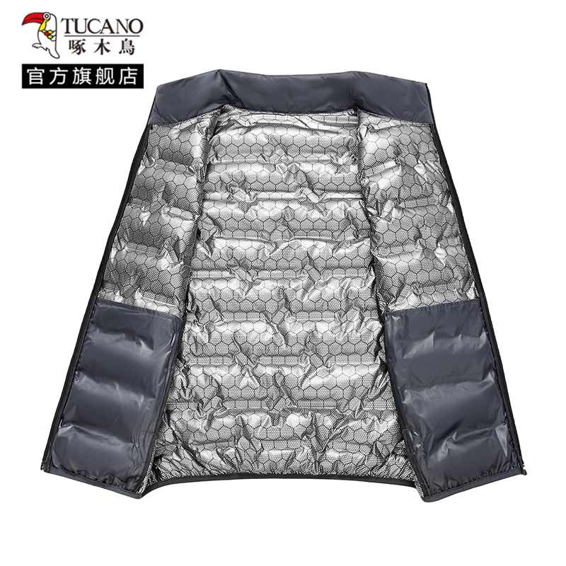 啄木鸟羽绒马甲男2024冬季新款内穿立领内胆轻薄背心保暖外穿爸轻高清大图