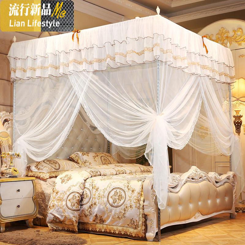 三维工匠加密加高公主风方顶落地蚊帐家用床幔1.35m1.8米单帐纱不含支架