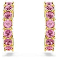 施华洛世奇(SWAROVSKI)迷你 hoop 耳钉女款金 tone 铂镶粉色水晶