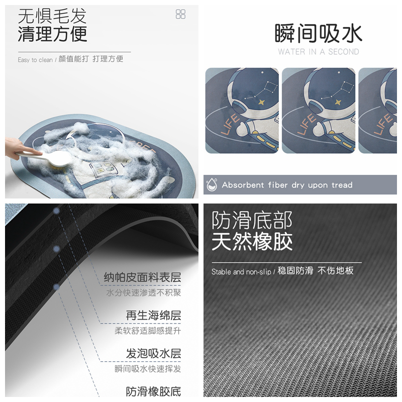 南方生活地垫门垫入户门软垫子厕所门口卫生间吸水防滑垫地毯脚垫