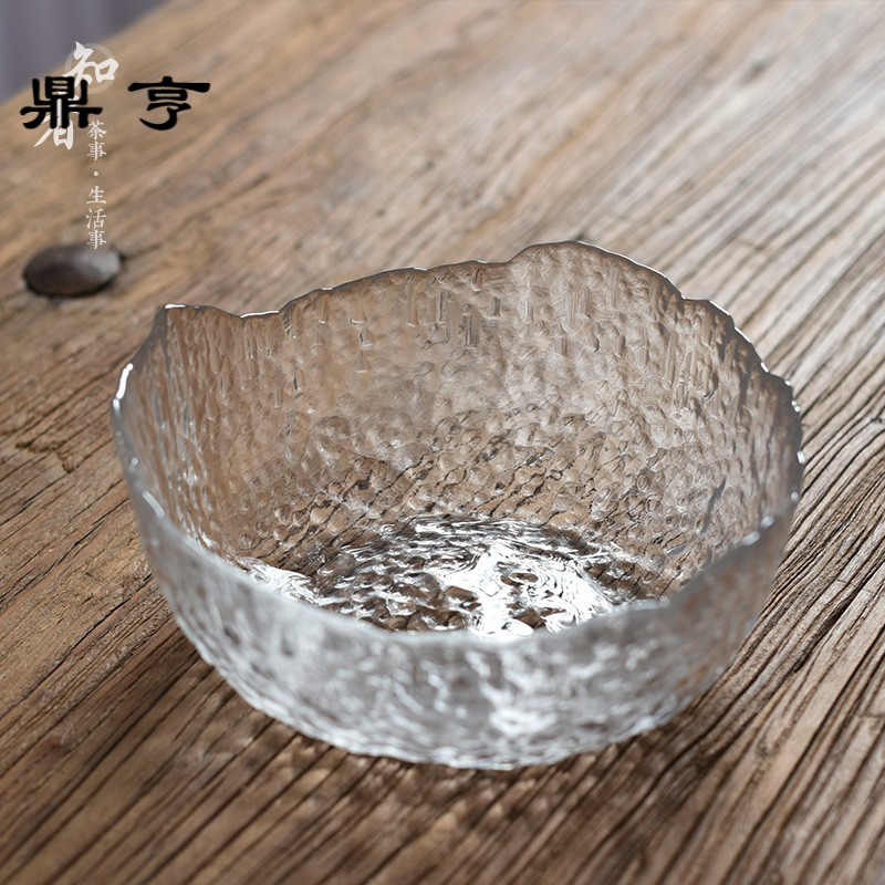 鼎亨锤目纹玻璃茶洗 功夫茶具配件茶盆果盘 大号茶杯碗盂杯洗
