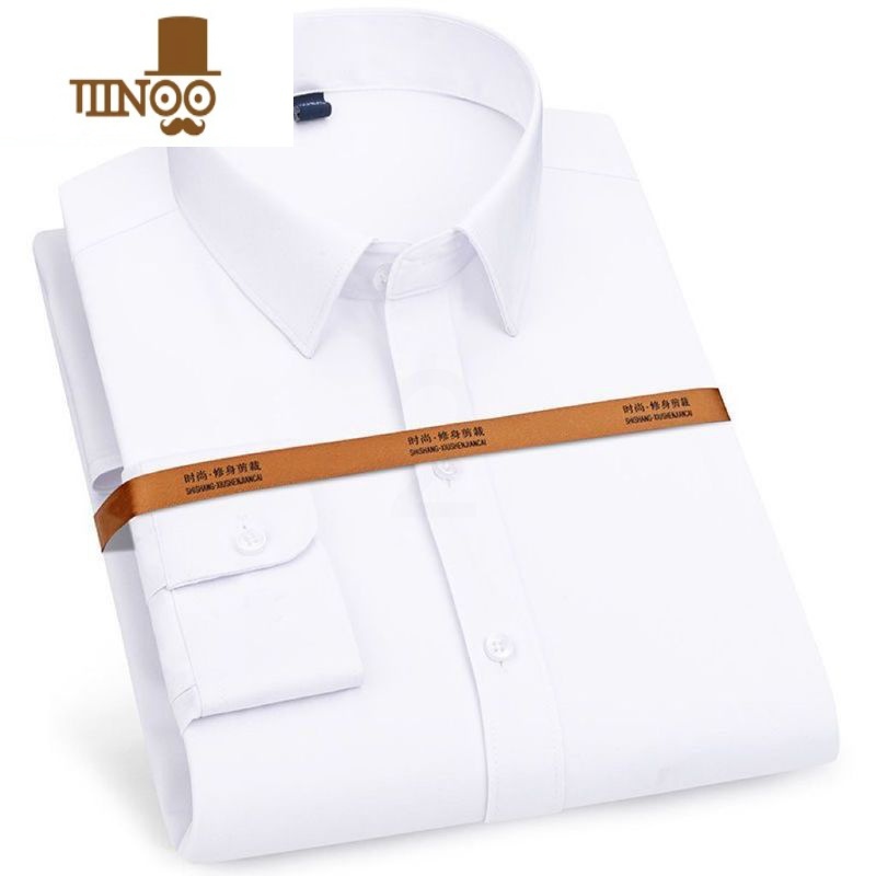 YANXU蓝色衬衫男长袖工作服商务工装长袖职业装正装韩版休闲白衬衣男装高清大图