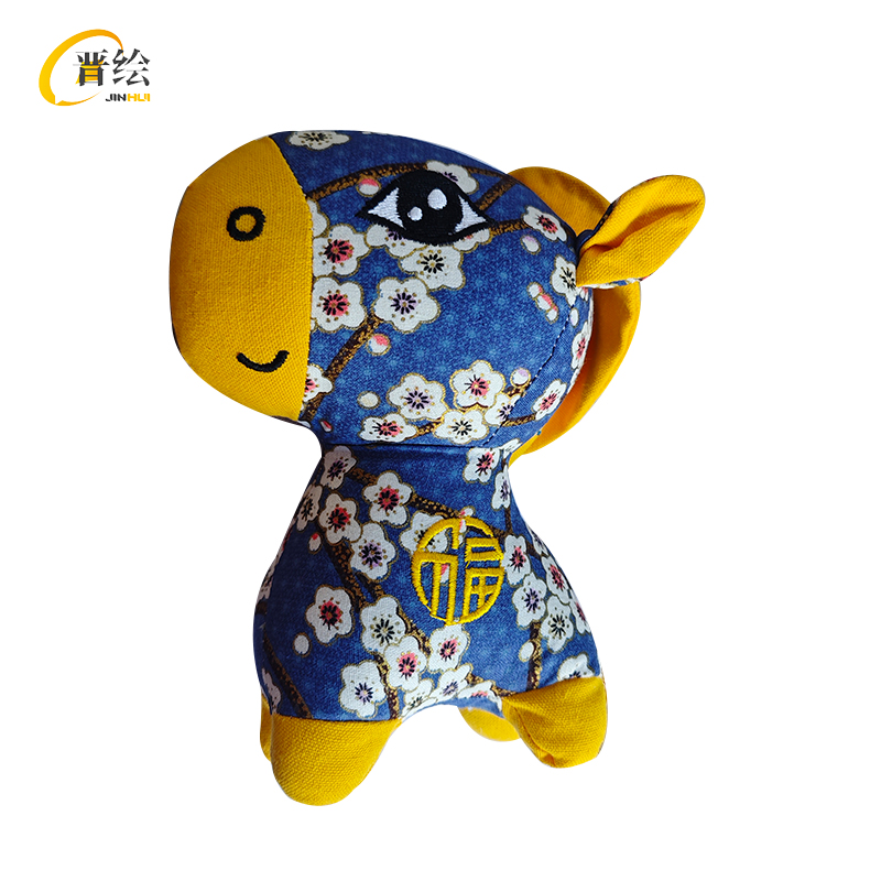 晋绘 新年吉祥物公仔玩偶 国风花布马25cm 个高清大图
