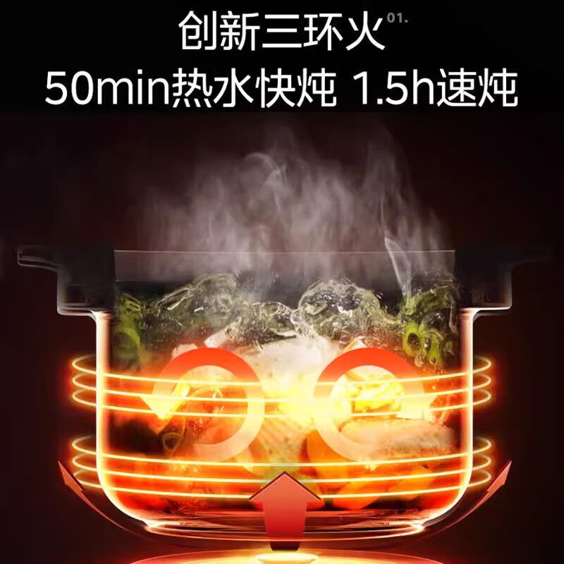 美的 (Midea)电炖锅5.5升大容量煲汤全自动汤锅火山陶釜炖盅 MD-DGC5506高清大图