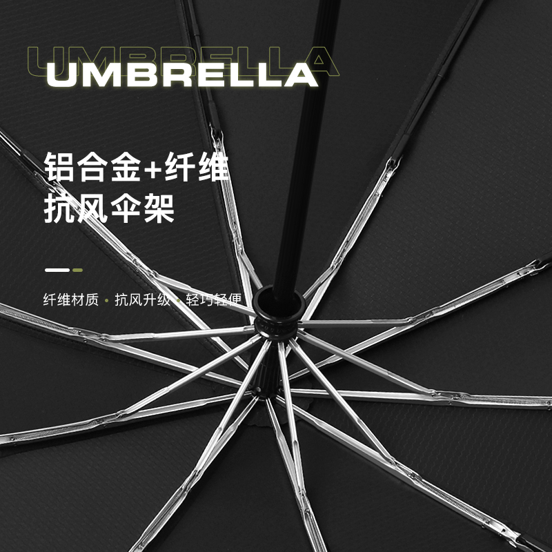原木手柄雨伞男士折叠收缩双人超大号加固加厚结实抗风晴雨两用