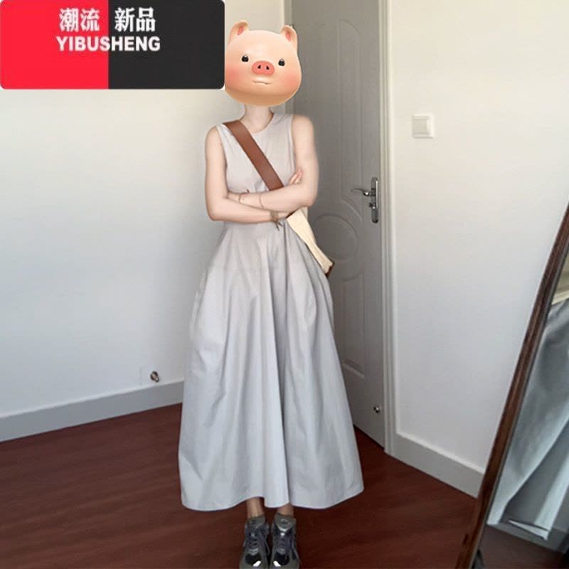 YIBUSHENG法式无袖背心连衣裙子女2024新款季小个子气质收腰简单大方长裙图片