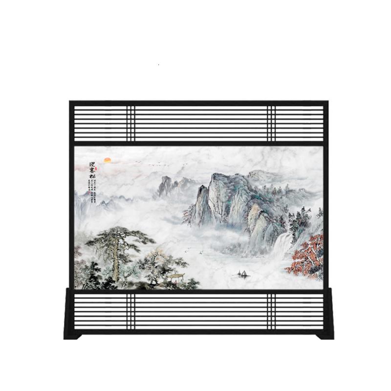 BONJEAN新中式实木屏风隔断客厅装饰入户玄关酒店办公室镂空落地栅栏座屏高清大图