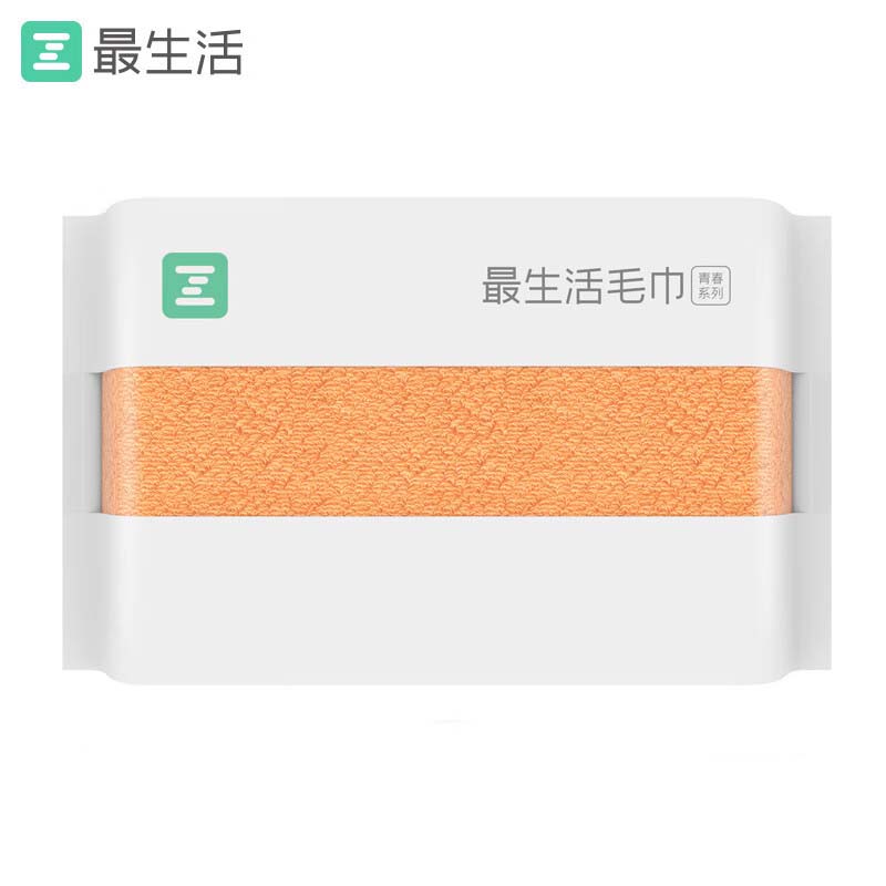 最生活毛巾纯棉洗脸巾新疆棉密封包装全棉强吸水易干成人家用 32*70cm90g橘色1条