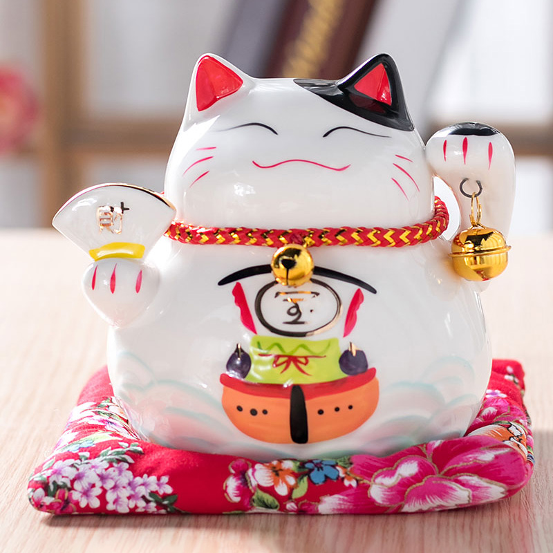 猫存钱罐家用摆件开业客厅小号储蓄收银台创意陶瓷日本发财猫 三维工匠 4.5财扇宝船猫高清大图