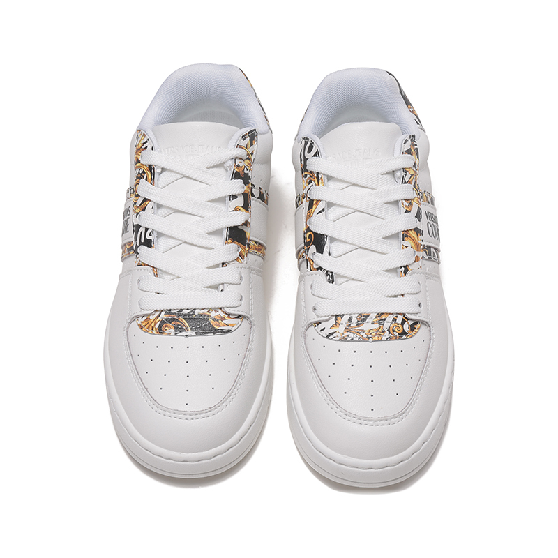 范思哲versacejeanscouture女士皮革系带休闲运动鞋板鞋小白鞋73va3sj