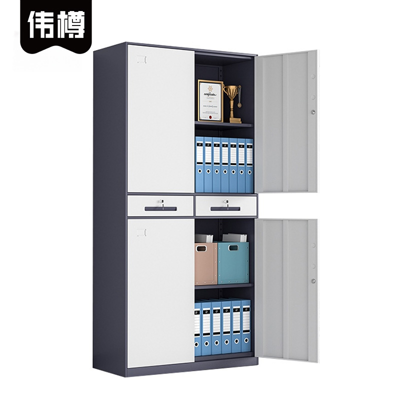 伟樽文件柜灰套白二斗铁门900*400*1850mm台
