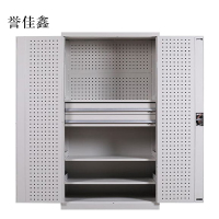 誉佳鑫工具柜加厚铁皮储物柜工厂车间用带抽屉汽修多功能收纳柜通门内二抽柜灰白色